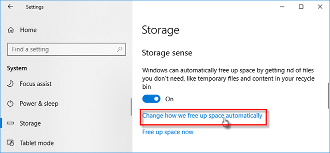 free up space automatically