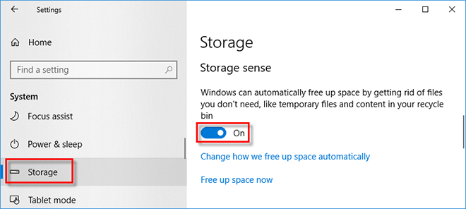 turn on storage sense
