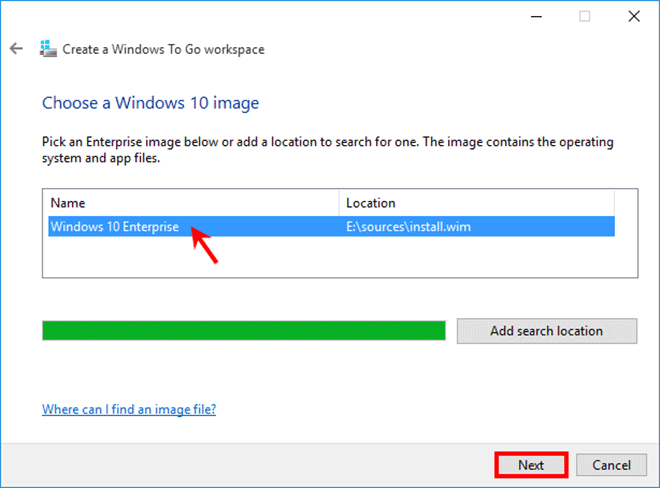 choose Windows 10 image file and click Next