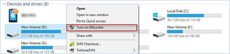 turn on BitLocker