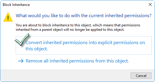 Convert inheritance permissions
