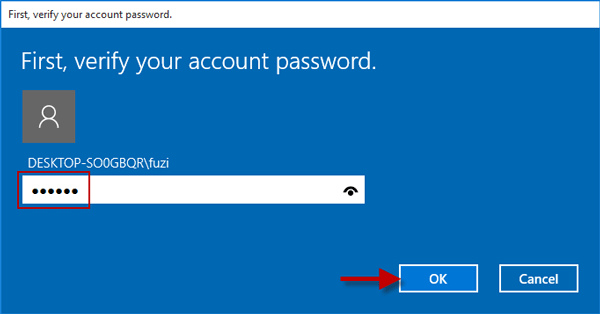 Verify your account password