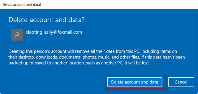 click delete account data
