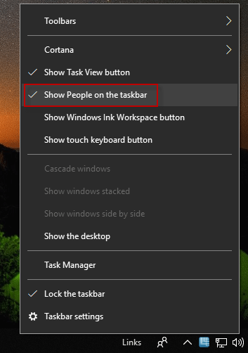 Click Show People on the taskbar