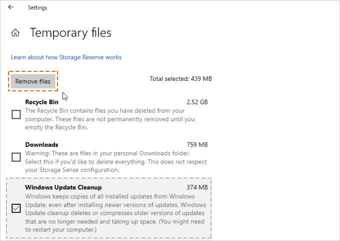 Remove Windows Update files