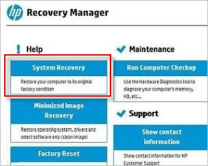 select system recovery