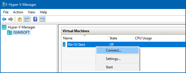 Connect Windows 10 virtual machine