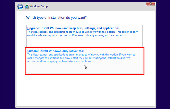 choose install Windows only