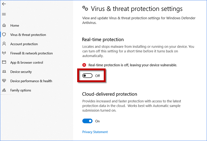  Turn off Windows Defender Antivirus