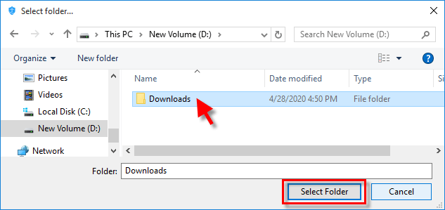 click Select Folder