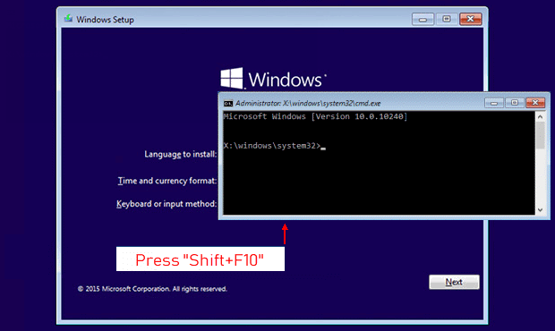 Boot from Windows 10 Installation Media