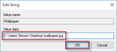 Type in wallpaper image path