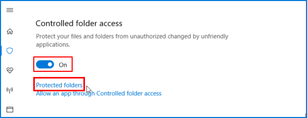 Enable Protected folders 