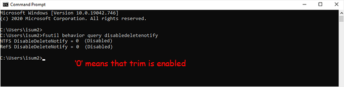 To see whether TRIM is enabled or not