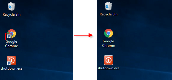 Remove shortcut arrow on Desktop icon
