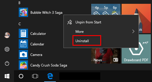 Uninstall suggested apps