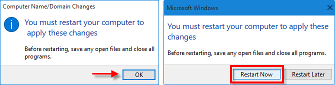 Restart computer to apply the changes