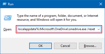 Reset OneDrive sync in Windows 10