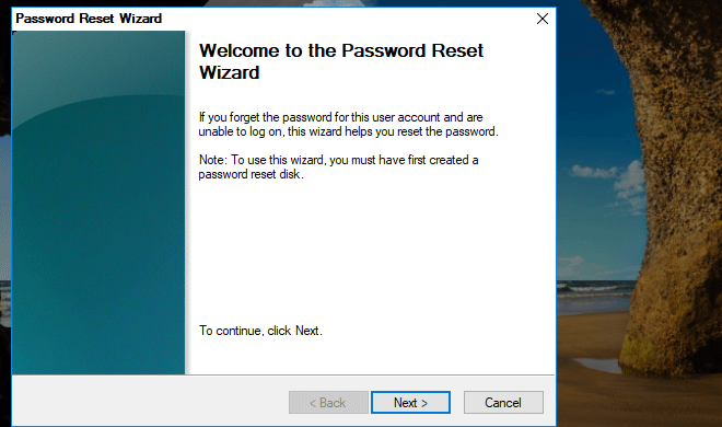 follow the wizard to reset password