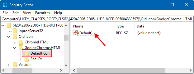 Go to Default Icon registry key