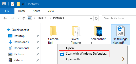 Scan with Windows Defender