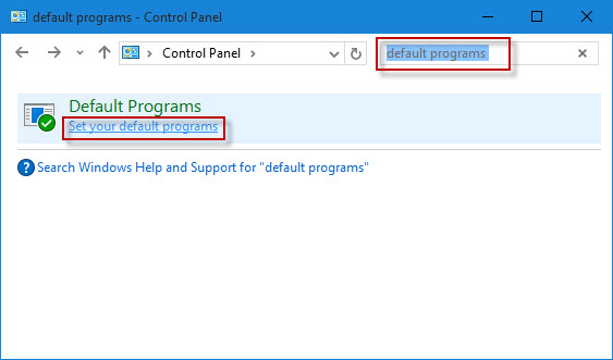Click Set your default programs link