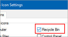 show or hide Recycle Bin icon