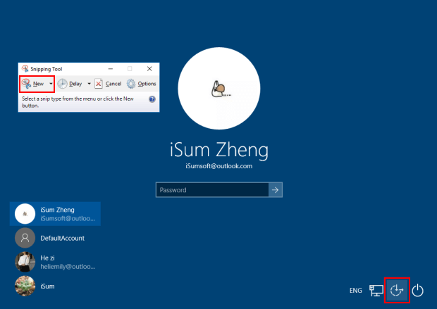 Take a snapshot of Sign-in screen