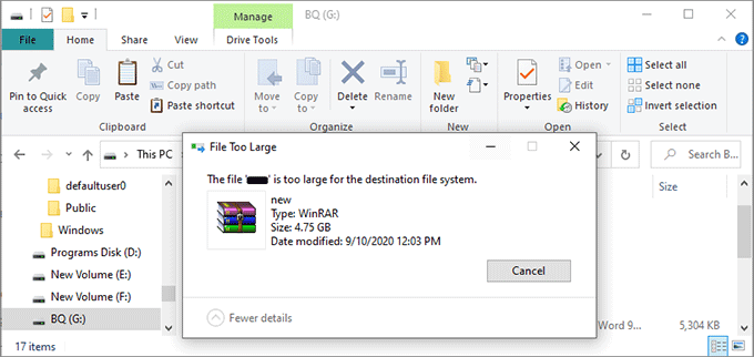 file is too large