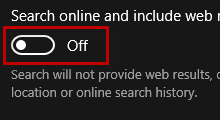 turn off or disable web results in search