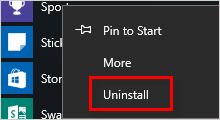 uninstall apps in Windows 10