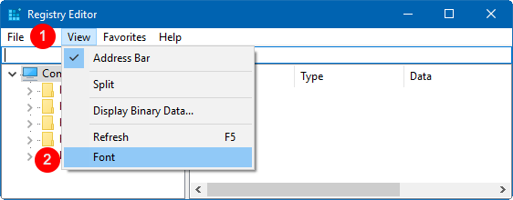 Changes fonts in Registry Editor
