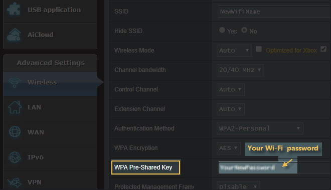 View Wi-Fi Key in Router's Admin page