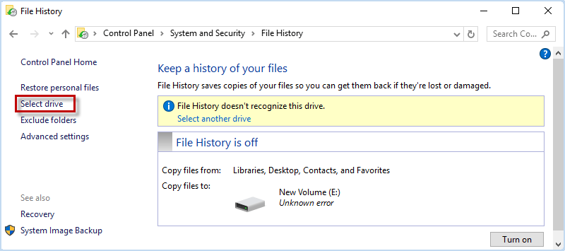 click Select drive