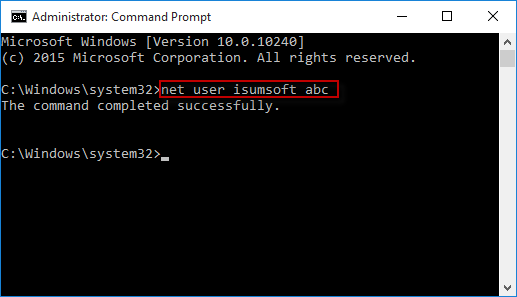 Reset password with command