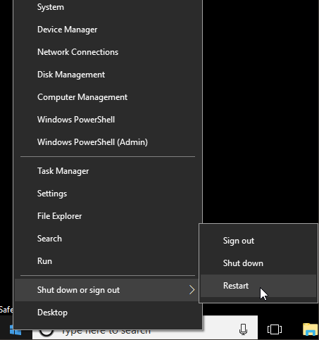 restart Windows 10
