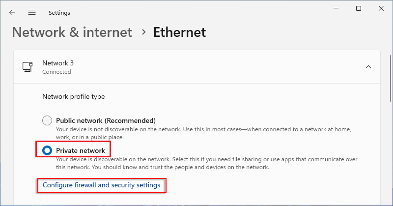 click private internet and security settings