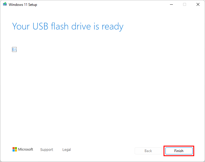 Windows 11 bootable USB flash drive is ready