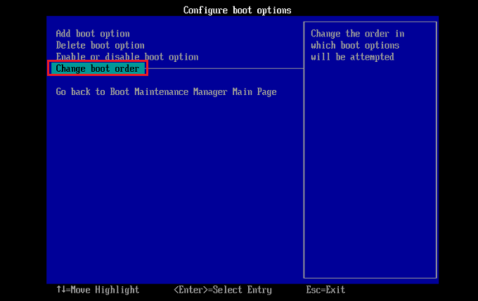 enter change boot menu