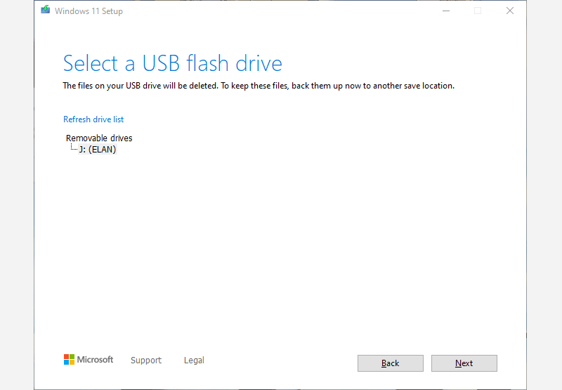 select the connected usb driver