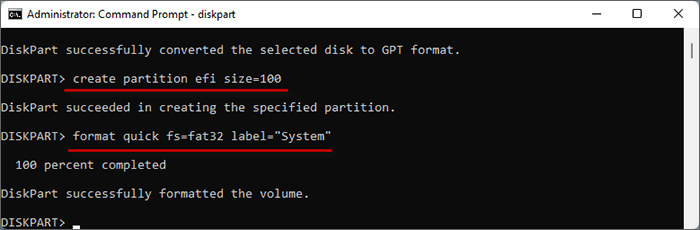 create efi system partition
