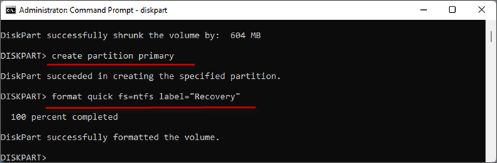 create Recovery partition