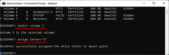 set current efi system partition as X drive 