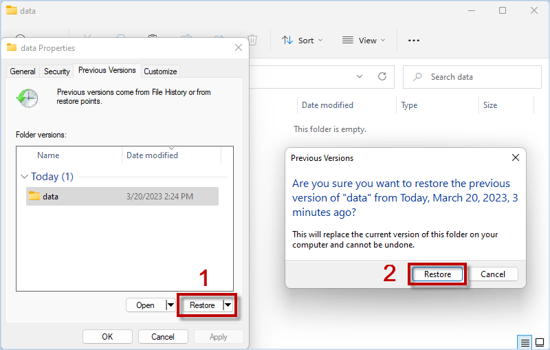 Restore Permanently Deleted Files on Windows 11 with Previous Version