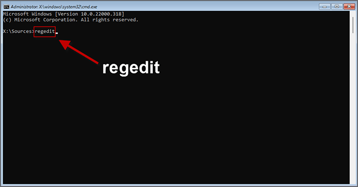 type regedit and hit enter button