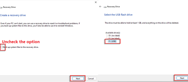 uncheck-the-option-and-select-usb-drive