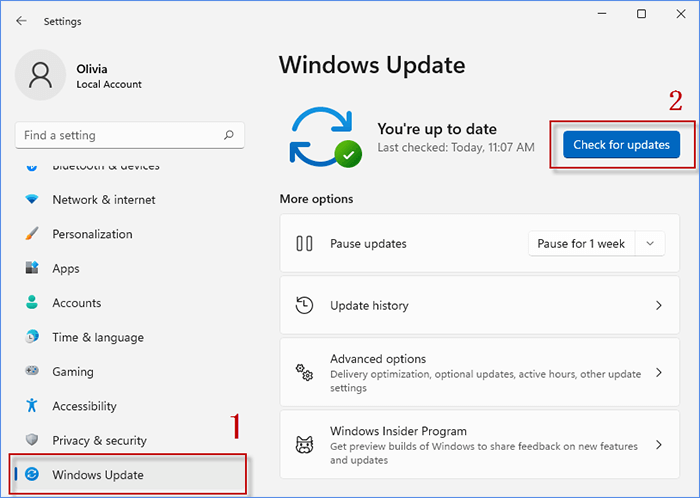 Go to settings to cehck for Windows Update