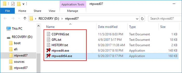 NTPWEdit program on USB drive