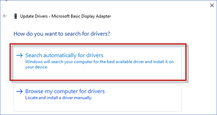Select Search automatically for drivers
