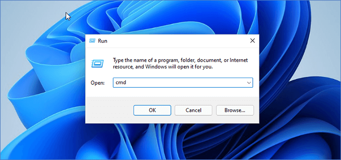 enter cmd in Run Windows
